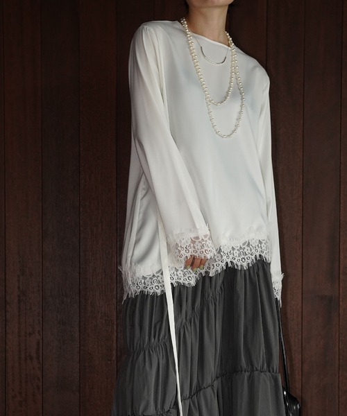 chuclla(チュクラ)の「アシンメトリーレースヘムトップス chw26s247(Tシャツ/カットソー・レディース・ブラック/ホワイト・FREE)」の18枚目の写真