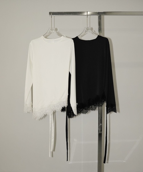 chuclla(チュクラ)の「アシンメトリーレースヘムトップス chw26s247(Tシャツ/カットソー・レディース・ブラック/ホワイト・FREE)」の19枚目の写真