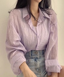 シワ加工ショート丈シャツ