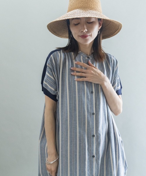 lodie(ロディ)の「ストライプ オーバーシャツワンピース(シャツワンピース・レディース・ネイビー/グリーン・FREE)」の10枚目の写真