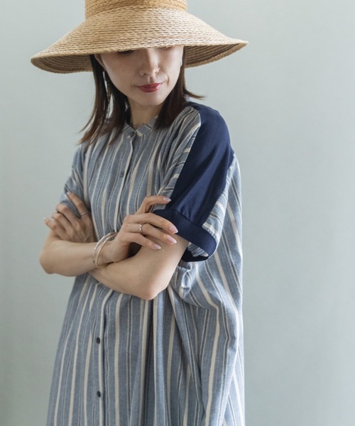 lodie(ロディ)の「ストライプ オーバーシャツワンピース(シャツワンピース・レディース・ネイビー/グリーン・FREE)」の11枚目の写真