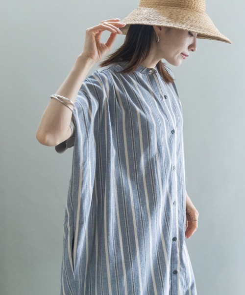lodie(ロディ)の「ストライプ オーバーシャツワンピース(シャツワンピース・レディース・ネイビー/グリーン・FREE)」の21枚目の写真