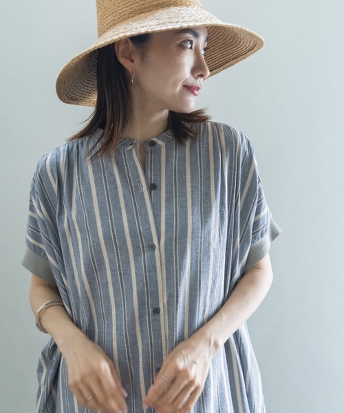 lodie(ロディ)の「ストライプ オーバーシャツワンピース(シャツワンピース・レディース・ネイビー/グリーン・FREE)」の22枚目の写真