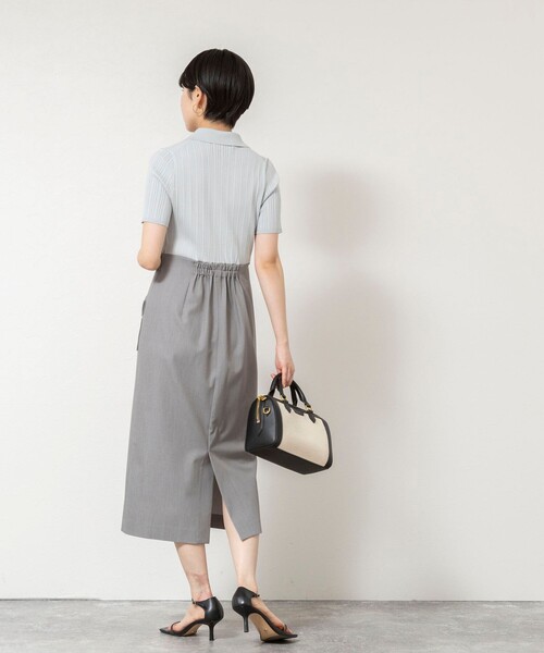 NOLLEY’S Sophi(ノーリーズソフィ)の「ウォッシャブルポロニットタイトスカートドッキングワンピース(ワンピース・レディース・ライトグレー/キャメル・38/36)」の13枚目の写真