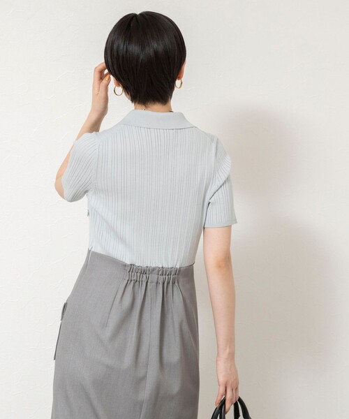 NOLLEY’S Sophi(ノーリーズソフィ)の「ウォッシャブルポロニットタイトスカートドッキングワンピース(ワンピース・レディース・ライトグレー/キャメル・38/36)」の15枚目の写真