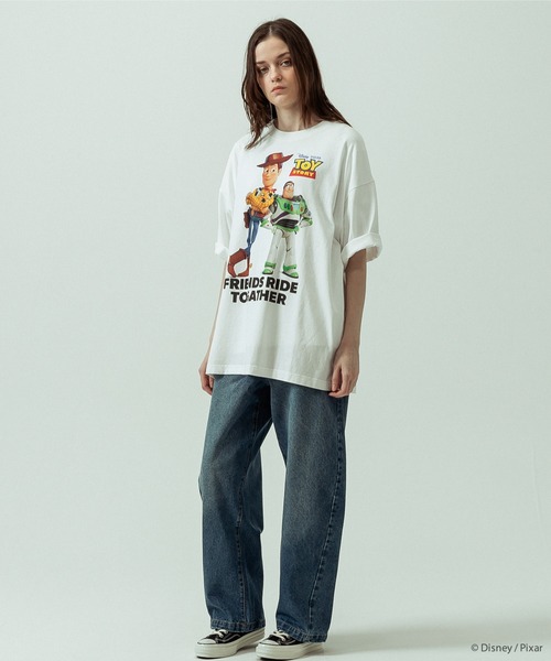 SLICK（スリック）の「【SLICK/スリック】SLICK / TOY STORY Print T-shirt 03/トイストーリー/パウダー加工プリントTシャツ/オーバーサイズ シルエット/ ビンテージ / ディズニー/ピクサー（Tシャツ/カットソー・メンズ・ホワイト/ブラック・3/2/1）」の9枚目の写真