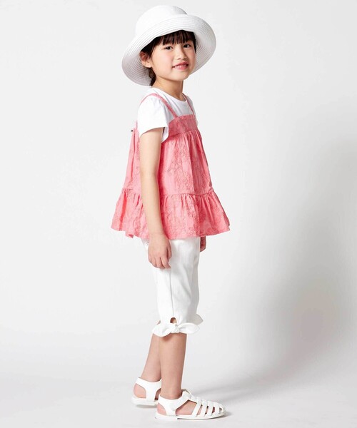 BeBe(ベベ)の「裾リボンモチーフツイルカプリパンツ(その他パンツ・キッズ・ブラック/ホワイト・120cm/130cm/140cm/150cm/110cm)」の8枚目の写真