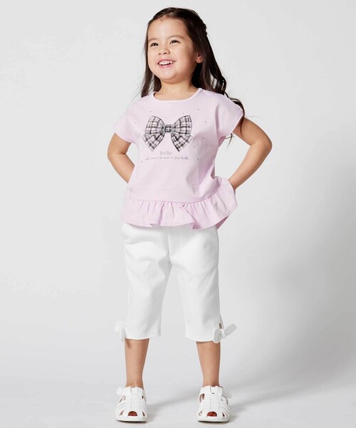 BeBe(ベベ)の「裾リボンモチーフツイルカプリパンツ(その他パンツ・キッズ・ブラック/ホワイト・120cm/130cm/140cm/150cm/110cm)」の10枚目の写真