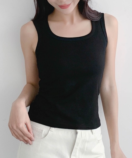 LOWO(ロワ)の「【M~4L展開】伸縮性あり / 首元を美しく見せる大人のデコルテタンクトップ(タンクトップ・レディース・ホワイト/ブラック・3L/2L/4L/L/M)」の5枚目の写真