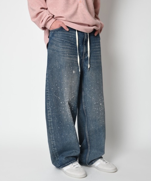 SUPERTHANKS(スーパーサンクス)の「スペースデニム バレルレッグジーンズ Space denim barrel leg jeans(デニムパンツ・メンズ・ブルー・L/M/S)」の6枚目の写真