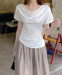 Chiina / ドレープネック半袖トップス
