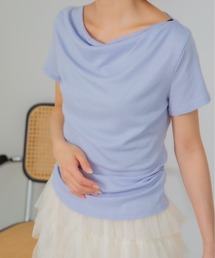 Chiina（チーナ）の「Chiina / ドレープネック半袖トップス（Tシャツ/カットソー）」