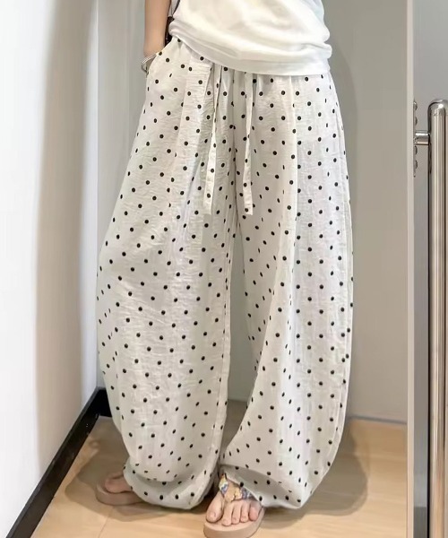 ammy.（エイミードット）の「【 ammy. / エイミードット 】 ドット柄 ワイドイージーパンツ（その他パンツ・レディース・ブラック/ホワイト・M/L）」の4枚目の写真