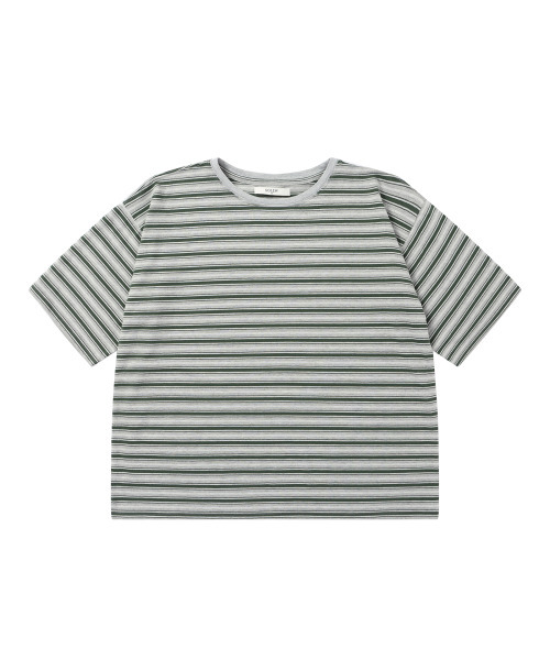 SOLEW(ソル)の「オーバーサイズハーフスリーブTシャツ_グリーンストライプ(Tシャツ/カットソー・メンズ・その他・SMALL/MEDIUM/LARGE/X-LARGE)」の1枚目の写真