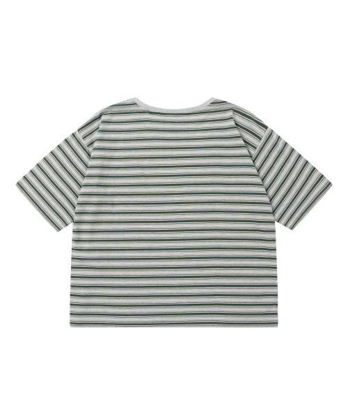 SOLEW(ソル)の「オーバーサイズハーフスリーブTシャツ_グリーンストライプ(Tシャツ/カットソー・メンズ・その他・SMALL/MEDIUM/LARGE/X-LARGE)」の2枚目の写真