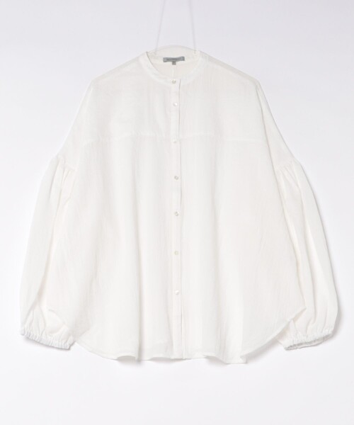DESIGNWORKS(デザインワークス)の「【一部店舗限定】シアーバンドカラーブラウス(シャツ/ブラウス・レディース・サックスブルー/ブラック/ホワイト・フリー)」の5枚目の写真
