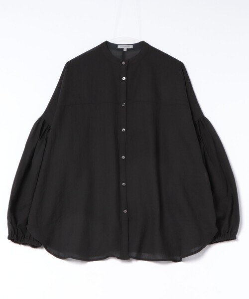 DESIGNWORKS(デザインワークス)の「【一部店舗限定】シアーバンドカラーブラウス(シャツ/ブラウス・レディース・サックスブルー/ブラック/ホワイト・フリー)」の4枚目の写真