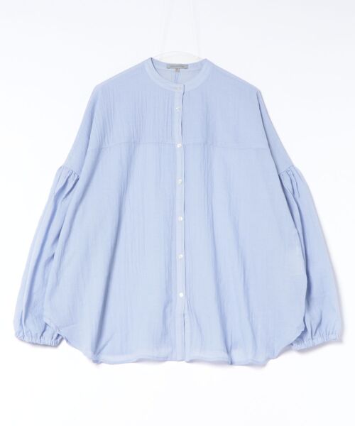 DESIGNWORKS(デザインワークス)の「【一部店舗限定】シアーバンドカラーブラウス(シャツ/ブラウス・レディース・サックスブルー/ブラック/ホワイト・フリー)」の6枚目の写真