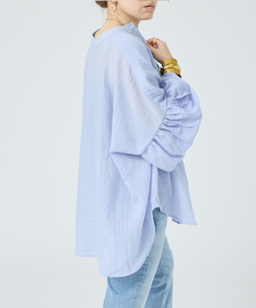 DESIGNWORKS(デザインワークス)の「【一部店舗限定】シアーバンドカラーブラウス(シャツ/ブラウス・レディース・サックスブルー/ブラック/ホワイト・フリー)」の9枚目の写真