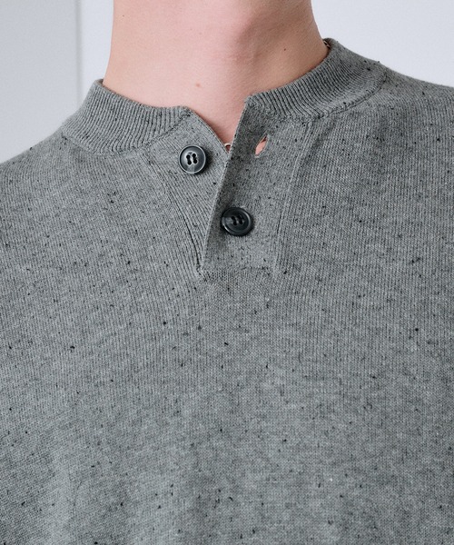 Regen Glanz(レーゲングランツ)の「ネップテクスチャー ヘンリーサマーニット / nep texture henry summer knit(ニット/セーター・メンズ・ライトホワイト/グレー・LARGE/SMALL/MEDIUM)」の7枚目の写真