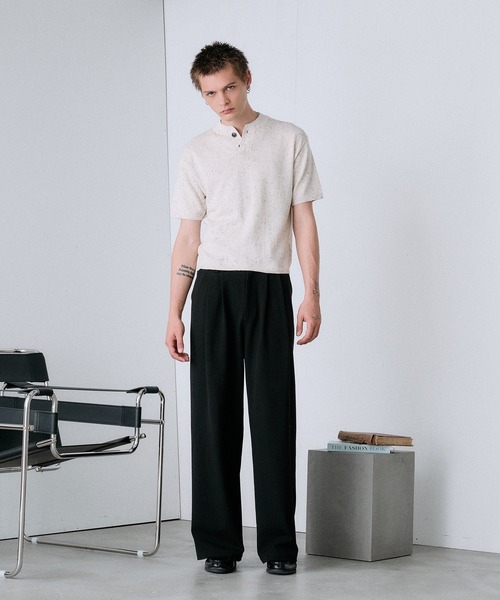 Regen Glanz(レーゲングランツ)の「ネップテクスチャー ヘンリーサマーニット / nep texture henry summer knit(ニット/セーター・メンズ・ライトホワイト/グレー・LARGE/SMALL/MEDIUM)」の11枚目の写真