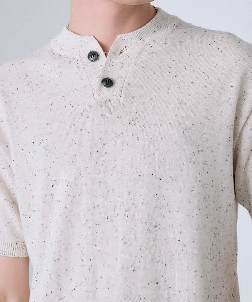 Regen Glanz(レーゲングランツ)の「ネップテクスチャー ヘンリーサマーニット / nep texture henry summer knit(ニット/セーター・メンズ・ライトホワイト/グレー・LARGE/SMALL/MEDIUM)」の15枚目の写真
