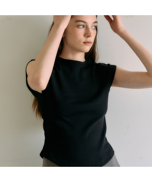 Ellioti(エリオティ)の「Noa Cap Sleeve Ts_6Color(Tシャツ/カットソー・レディース・グレー/ブラック/アイボリー/チャコール/ミント/ホワイト・FREE)」の1枚目の写真