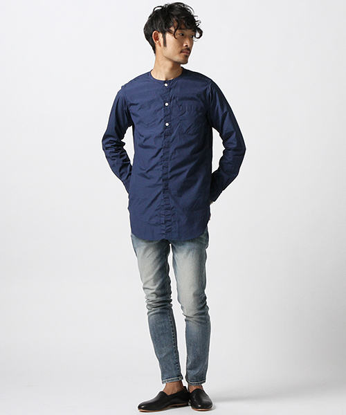 BEAMS（ビームス）の「BEAMS / ノーカラーロングシャツ（シャツ/ブラウス・メンズ・サックスブルー/ネイビー/オフホワイト・MEDIUM/SMALL/LARGE）」の21枚目の写真