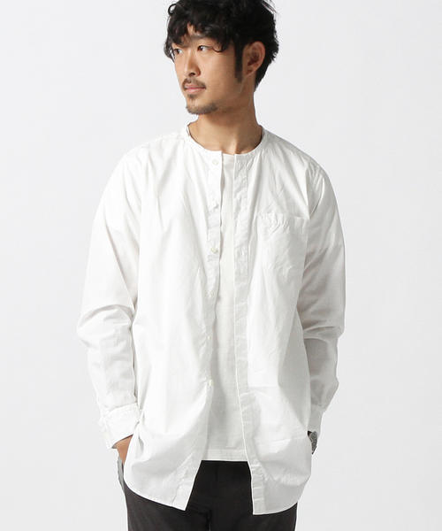 BEAMS（ビームス）の「BEAMS / ノーカラーロングシャツ（シャツ/ブラウス・メンズ・サックスブルー/ネイビー/オフホワイト・MEDIUM/SMALL/LARGE）」の15枚目の写真