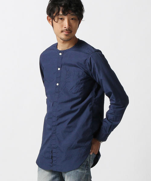 BEAMS（ビームス）の「BEAMS / ノーカラーロングシャツ（シャツ/ブラウス・メンズ・サックスブルー/ネイビー/オフホワイト・MEDIUM/SMALL/LARGE）」の17枚目の写真