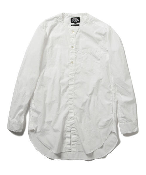 BEAMS（ビームス）の「BEAMS / ノーカラーロングシャツ（シャツ/ブラウス・メンズ・サックスブルー/ネイビー/オフホワイト・MEDIUM/SMALL/LARGE）」の9枚目の写真