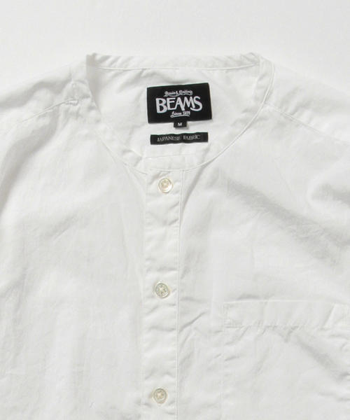 BEAMS（ビームス）の「BEAMS / ノーカラーロングシャツ（シャツ/ブラウス・メンズ・サックスブルー/ネイビー/オフホワイト・MEDIUM/SMALL/LARGE）」の11枚目の写真