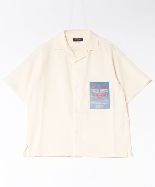 BACK NUMBER(バックナンバー)の「【BACK NUMBER】ダックライク半袖シャツ (ワークテイスト / オープンカラー / ボックスシルエット / 羽織り / アメカジ)(シャツ/ブラウス・メンズ・ベージュ/ブラウン/ホワイト・M/L/XL/S)」の1枚目の写真