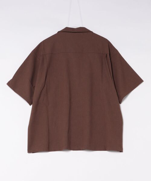 BACK NUMBER(バックナンバー)の「【BACK NUMBER】ダックライク半袖シャツ (ワークテイスト / オープンカラー / ボックスシルエット / 羽織り / アメカジ)(シャツ/ブラウス・メンズ・ベージュ/ブラウン/ホワイト・M/L/XL/S)」の4枚目の写真