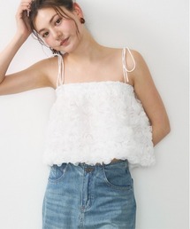 Lunea | フラワーモチーフチュールキャミ / flower tulle short cami(キャミソール)