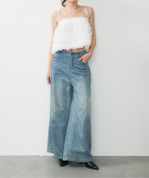 Lunea（ルネア）の「フラワーモチーフチュールキャミ / flower tulle short cami（キャミソール・レディース・ホワイト/アイボリー/ピンク・FREE）」の18枚目の写真