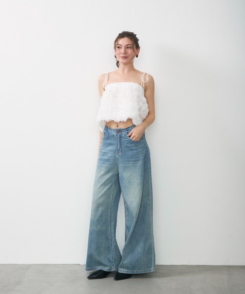 Lunea（ルネア）の「フラワーモチーフチュールキャミ / flower tulle short cami（キャミソール・レディース・ホワイト/アイボリー/ピンク・FREE）」の19枚目の写真