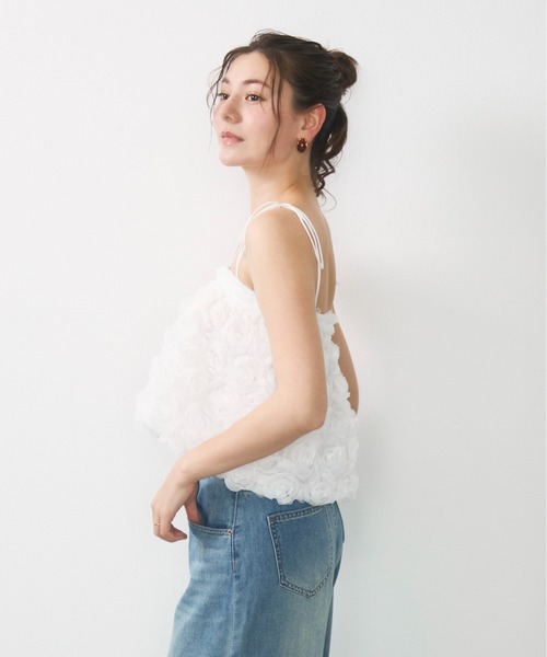 Lunea（ルネア）の「フラワーモチーフチュールキャミ / flower tulle short cami（キャミソール・レディース・ホワイト/アイボリー/ピンク・FREE）」の22枚目の写真
