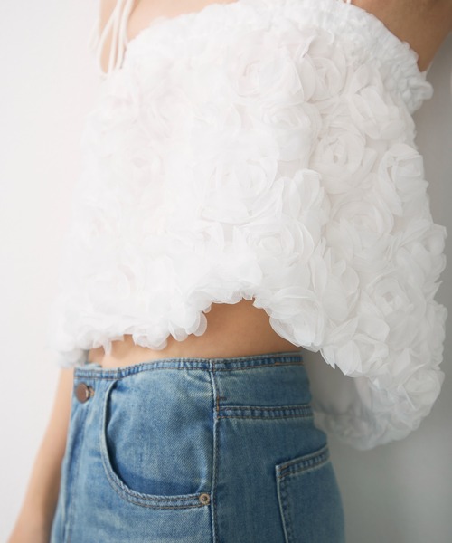 Lunea（ルネア）の「フラワーモチーフチュールキャミ / flower tulle short cami（キャミソール・レディース・ホワイト/アイボリー/ピンク・FREE）」の16枚目の写真