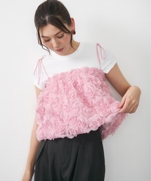 チュール」に該当するトップス（ピンク/桃色系・フリル）ファッション