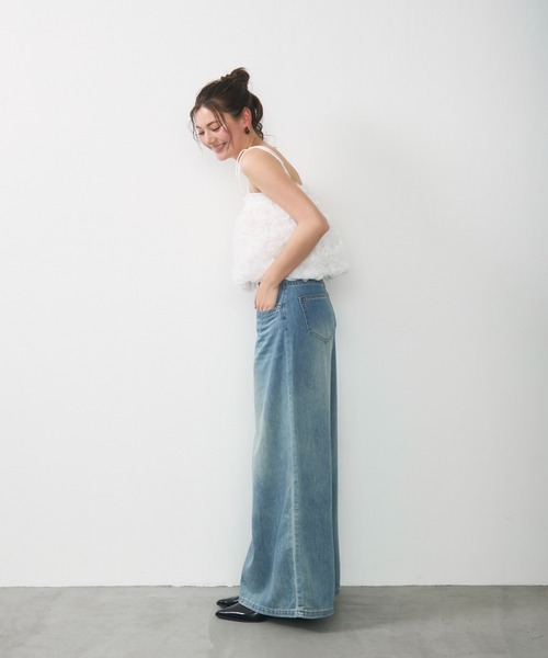 Lunea（ルネア）の「フラワーモチーフチュールキャミ / flower tulle short cami（キャミソール・レディース・ホワイト/アイボリー/ピンク・FREE）」の12枚目の写真