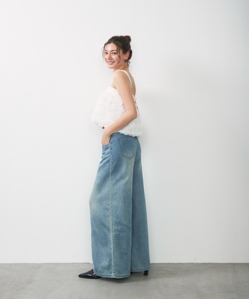 Lunea（ルネア）の「フラワーモチーフチュールキャミ / flower tulle short cami（キャミソール・レディース・ホワイト/アイボリー/ピンク・FREE）」の13枚目の写真