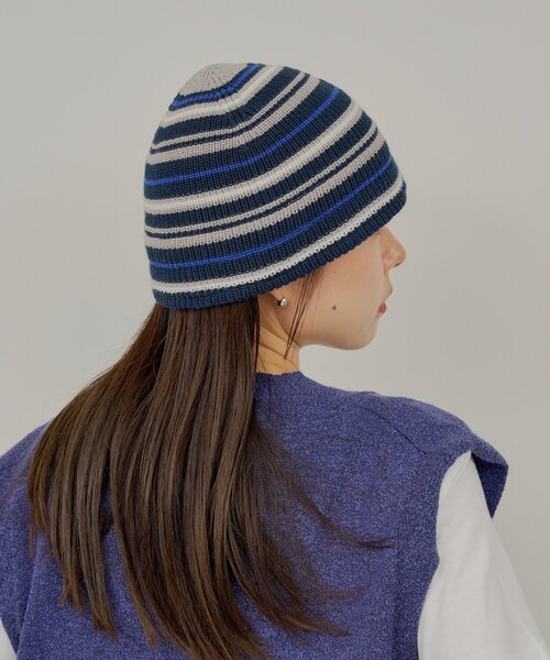 Kastane(カスタネ)の「【UNISEX】ニットメトロハット(ハット・レディース・ネイビー/ホワイト/ブラック・FREE)」の2枚目の写真