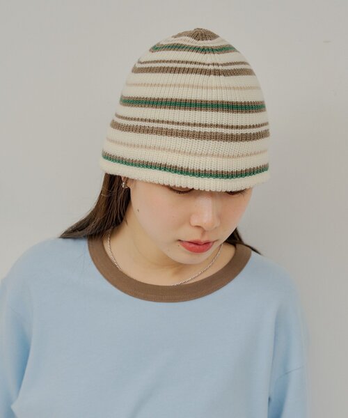 Kastane(カスタネ)の「【UNISEX】ニットメトロハット(ハット・レディース・ネイビー/ホワイト/ブラック・FREE)」の5枚目の写真