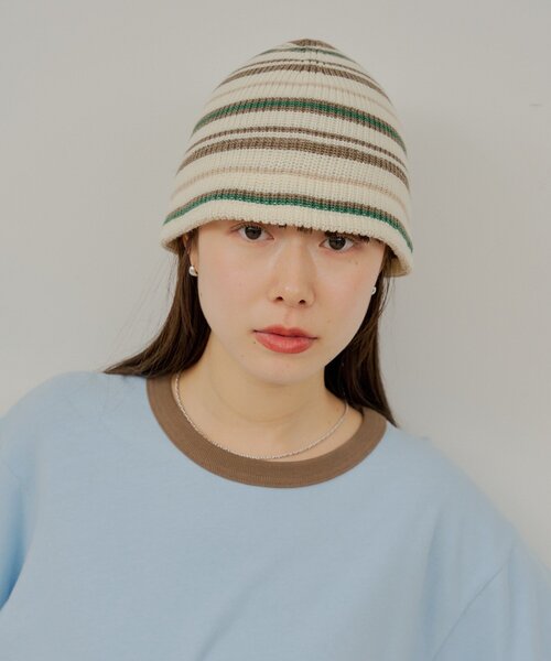 Kastane(カスタネ)の「【UNISEX】ニットメトロハット(ハット・レディース・ネイビー/ホワイト/ブラック・FREE)」の6枚目の写真