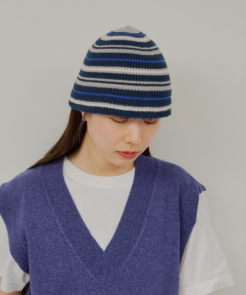 Kastane(カスタネ)の「【UNISEX】ニットメトロハット(ハット・レディース・ネイビー/ホワイト/ブラック・FREE)」の22枚目の写真