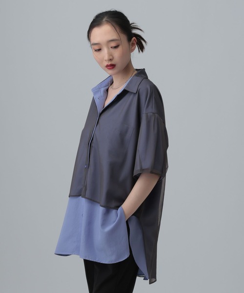 LEPSIM(レプシィム)の「サラキレチュールレイヤーチュニックSS 739872(シャツ/ブラウス・レディース・ピンク/ブルーパープル/チャコールグレー・FREE)」の15枚目の写真