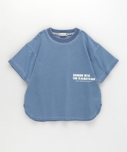 BRANSHES(ブランシェス)の「インディゴ天竺ラウンドヘムTシャツ(Tシャツ/カットソー・キッズ・ブルー/ネイビー・120/130/90/100/140/80/110/150)」の8枚目の写真