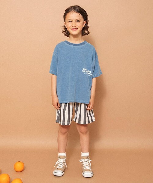 BRANSHES(ブランシェス)の「インディゴ天竺ラウンドヘムTシャツ(Tシャツ/カットソー・キッズ・ブルー/ネイビー・120/130/90/100/140/80/110/150)」の7枚目の写真