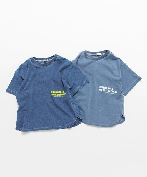 BRANSHES(ブランシェス)の「インディゴ天竺ラウンドヘムTシャツ(Tシャツ/カットソー・キッズ・ブルー/ネイビー・120/130/90/100/140/80/110/150)」の18枚目の写真